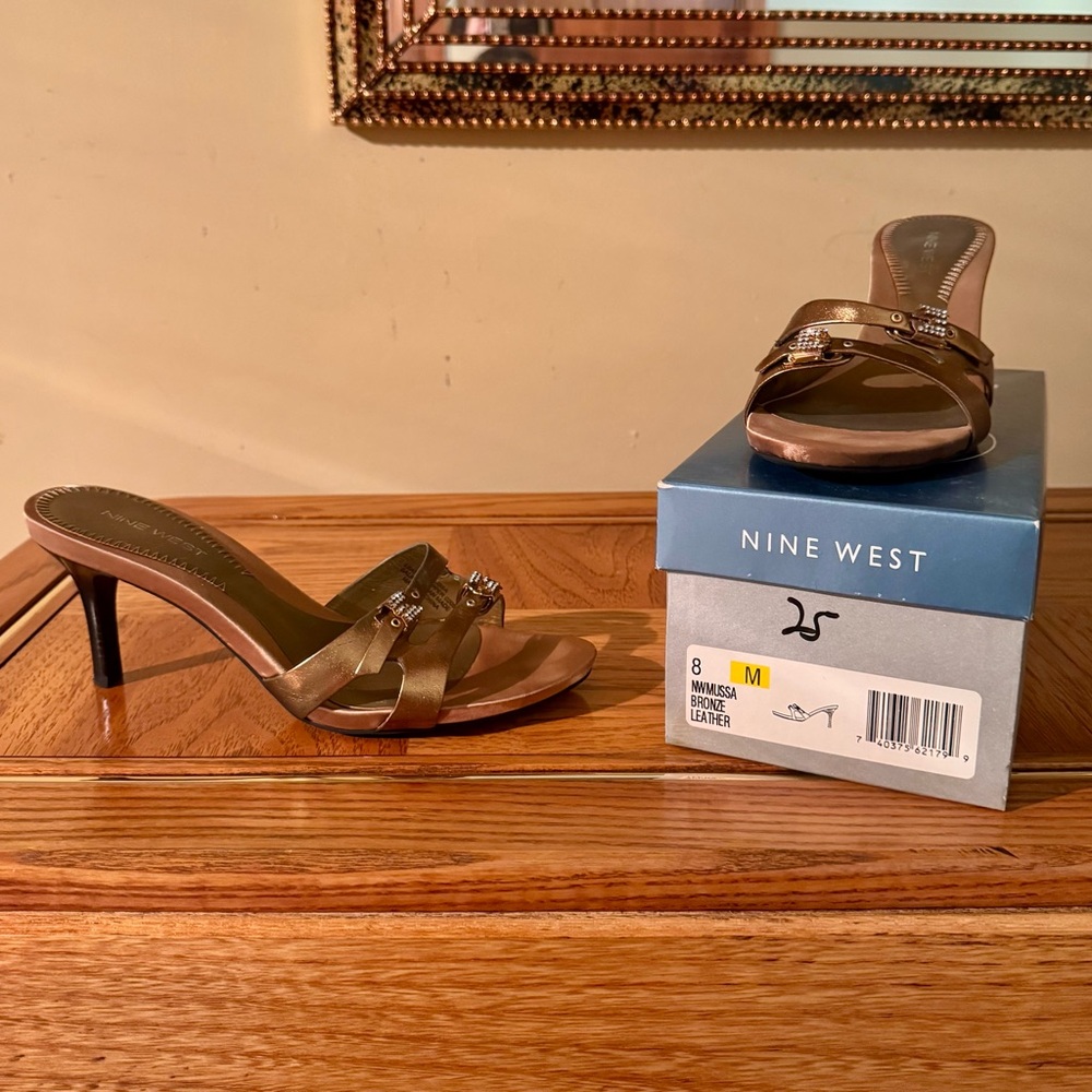 Nine West Gold Leather Heels